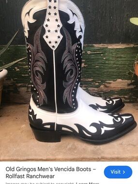 Old Gringo Black and White Men's Cowboy Boots